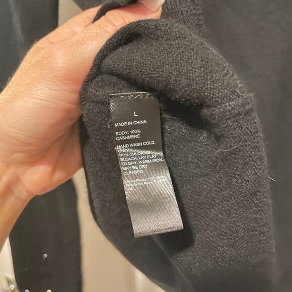 Black Label by Chicos Black 100% Cashmere Rhinestone Embellished Sweater Size L - Picture 2 of 7